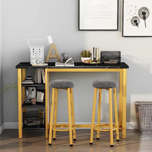 Black Faux Mable Bar Table 
